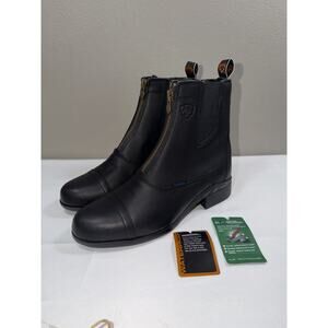 NEW Ariat Womens Scout Paddock Frnt Zip 9 Waterproof Comfort Black Leather Boots